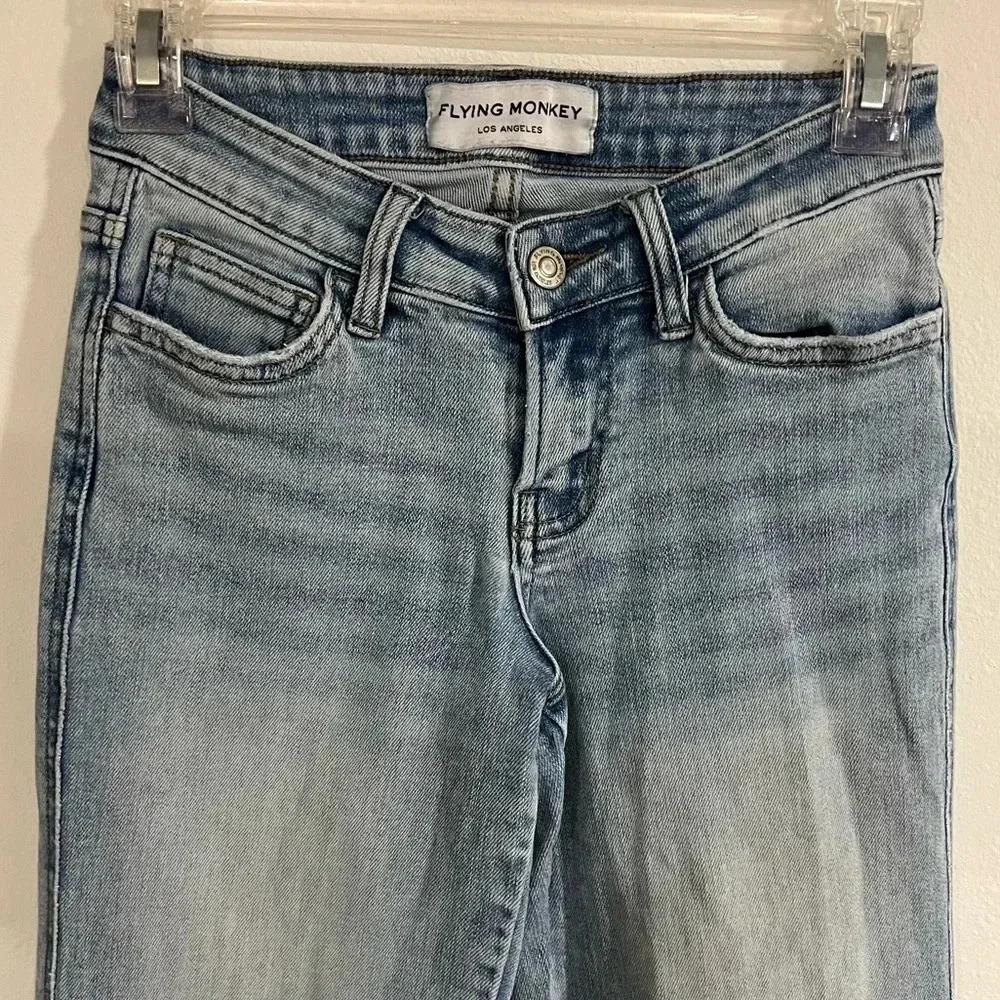 Flying monkey Light Blue Distressed Women Jeans size 24 preowned great condition - Picture 5 of 8